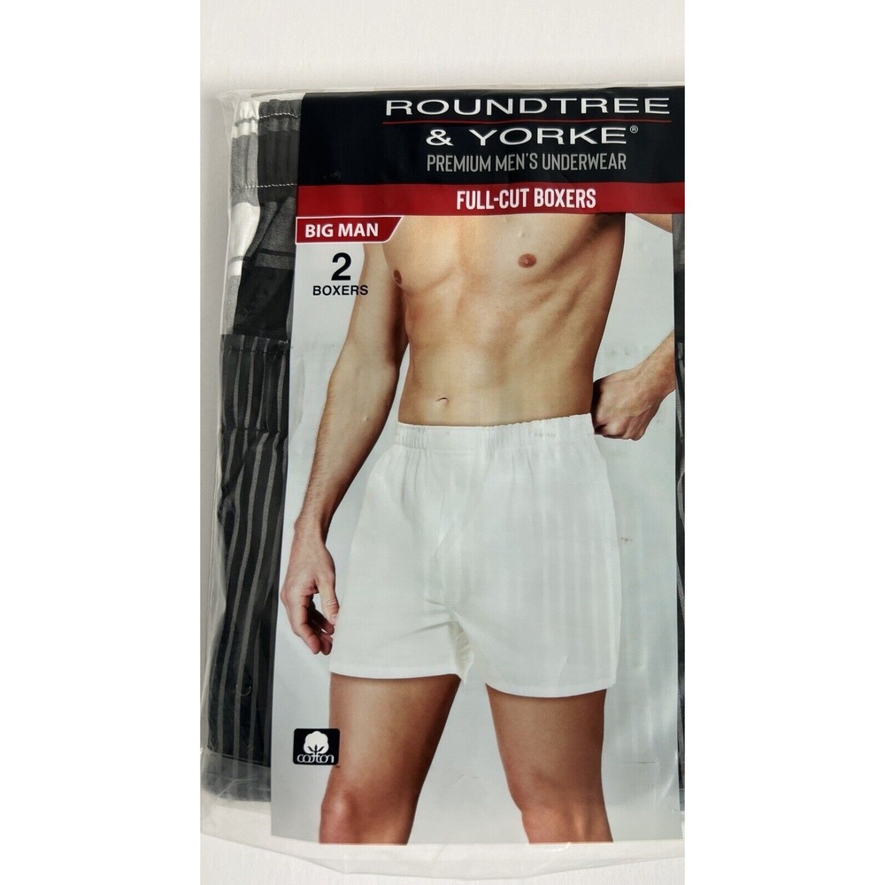 Roundtree & Yorke Mens Boxers Sz 54 Big Man 2 Pair Full-Cut Premium Underwear G5